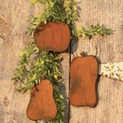 3 Primitive Wood Pumpkin Ornaments